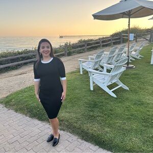 Ribbed Black & White Bodycon Dress